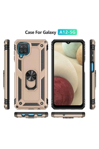 Samsung Galaxy A22 Kılıf Sofya Yüzüklü Silikon Kapak - Gold