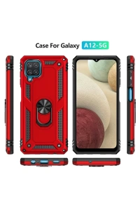 Samsung Galaxy A22 Kılıf Sofya Yüzüklü Silikon Kapak - Kırmızı