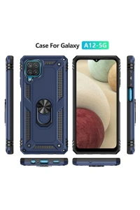 Samsung Galaxy A22 Kılıf Sofya Yüzüklü Silikon Kapak - Lacivert