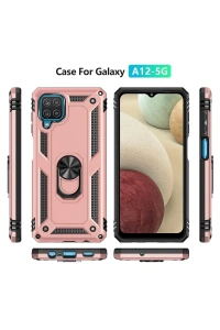 Samsung Galaxy A22 Kılıf Sofya Yüzüklü Silikon Kapak - Rose
