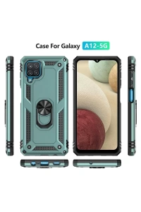 Samsung Galaxy A22 Kılıf Sofya Yüzüklü Silikon Kapak - Yeşil