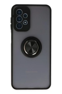 Samsung Galaxy A23 4G Kılıf Montreal Yüzüklü Silikon Kapak - Siyah
