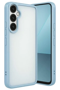 Samsung Galaxy A24 4G Prime Kılıf Lensli Silikon - Açık Mavi