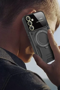 Samsung Galaxy A25 5G Kılıf Joy Lens Standlı Kapak - Mor