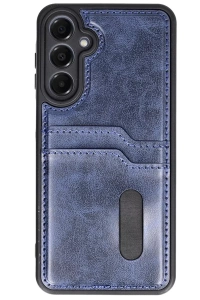 Samsung Galaxy A25 5G Kılıf Sara Kartvizitli Deri Kılıf - Lacivert