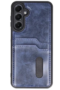 Samsung Galaxy A25 5G Kılıf Sara Kartvizitli Deri Kılıf - Lacivert
