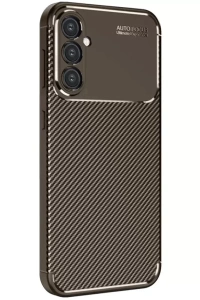 Samsung Galaxy A26 Kılıf Auto Focus Karbon Kapak - Kahverengi