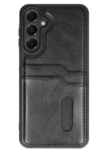 Samsung Galaxy A26 Kılıf Sara Kartvizitli Deri Kılıf - Siyah