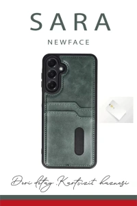 Samsung Galaxy A26 Kılıf Sara Kartvizitli Deri Kılıf - Taba