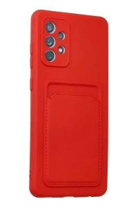Samsung Galaxy A32 Kılıf Kelvin Kartvizitli Silikon - Kırmızı