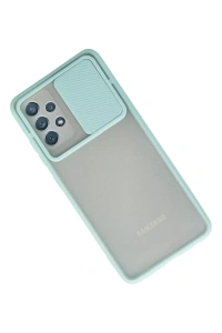 Samsung Galaxy A32 Kılıf Palm Buzlu Kamera Sürgülü Silikon - Turkuaz