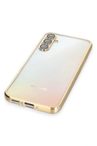 Samsung Galaxy A34 5G Kılıf Lensli Silikon - Gold