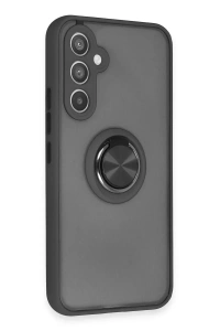 Samsung Galaxy A34 5G Kılıf Montreal Yüzüklü Silikon Kapak - Siyah
