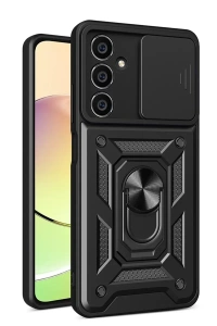 Samsung Galaxy A35 5G Kılıf Pars Lens Yüzüklü Silikon - Siyah