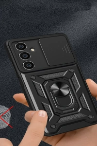 Samsung Galaxy A35 5G Kılıf Pars Lens Yüzüklü Silikon - Yeşil