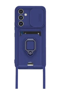 Samsung Galaxy A36 Kılıf Zuma Kartvizitli Yüzüklü Silikon - Lacivert