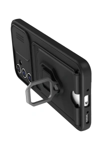 Samsung Galaxy A36 Kılıf Zuma Kartvizitli Yüzüklü Silikon - Siyah