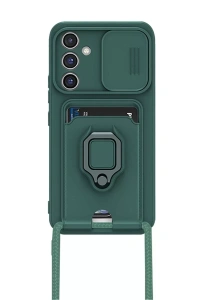 Samsung Galaxy A36 Kılıf Zuma Kartvizitli Yüzüklü Silikon - Yeşil