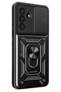 Samsung Galaxy A37 5G Pars Lens Yüzüklü Silikon - Siyah