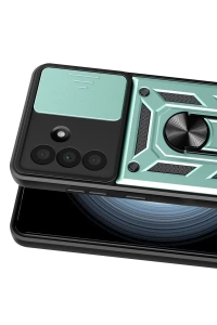 Samsung Galaxy A37 5G Pars Lens Yüzüklü Silikon - Yeşil