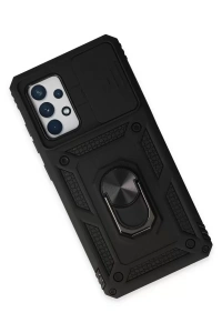 Samsung Galaxy A52 Kılıf Pars Lens Yüzüklü Silikon - Siyah