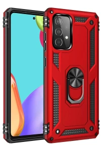 Samsung Galaxy A52 Kılıf Sofya Yüzüklü Silikon Kapak - Kırmızı