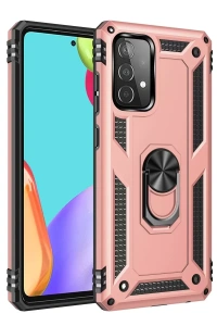 Samsung Galaxy A52 Kılıf Sofya Yüzüklü Silikon Kapak - Rose