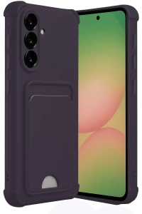Samsung Galaxy A56 Kılıf Kelvin Kartvizitli Silikon - Derin Mor