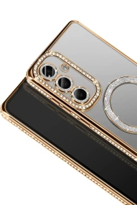 Samsung Galaxy A57 5G Joke Simli Magneticsafe Kılıf - Gold