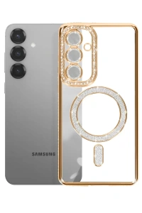 Samsung Galaxy A57 5G Joke Simli Magneticsafe Kılıf - Gold