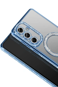 Samsung Galaxy A57 5G Joke Simli Magneticsafe Kılıf - Mavi
