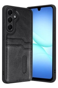 Samsung Galaxy A57 5G Sara Kartvizitli Deri Kılıf - Siyah