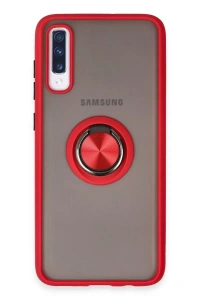 Samsung Galaxy A70 Kılıf Montreal Yüzüklü Silikon Kapak - Kırmızı