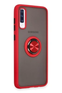Samsung Galaxy A70 Kılıf Montreal Yüzüklü Silikon Kapak - Kırmızı
