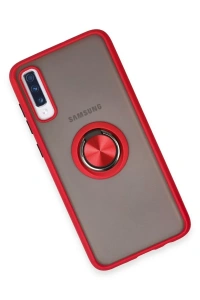 Samsung Galaxy A70 Kılıf Montreal Yüzüklü Silikon Kapak - Kırmızı