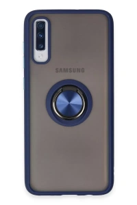 Samsung Galaxy A70 Kılıf Montreal Yüzüklü Silikon Kapak - Lacivert