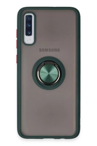 Samsung Galaxy A70 Kılıf Montreal Yüzüklü Silikon Kapak - Yeşil