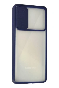 Samsung Galaxy A71 Kılıf Palm Buzlu Kamera Sürgülü Silikon - Lacivert
