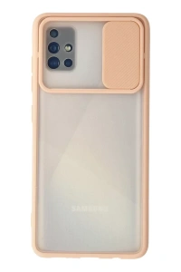 Samsung Galaxy A71 Kılıf Palm Buzlu Kamera Sürgülü Silikon - Pembe