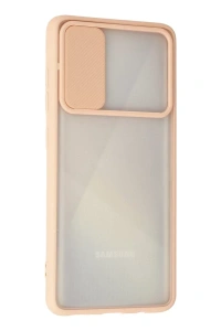 Samsung Galaxy A71 Kılıf Palm Buzlu Kamera Sürgülü Silikon - Pembe