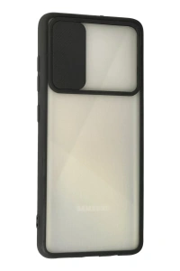 Samsung Galaxy A71 Kılıf Palm Buzlu Kamera Sürgülü Silikon - Siyah