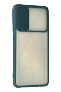 Samsung Galaxy A71 Kılıf Palm Buzlu Kamera Sürgülü Silikon - Yeşil