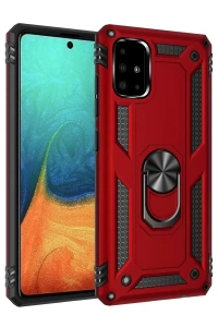 Samsung Galaxy A71 Kılıf Sofya Yüzüklü Silikon Kapak - Kırmızı