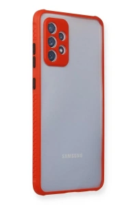 Samsung Galaxy A72 Kılıf Miami Şeffaf Silikon - Kırmızı