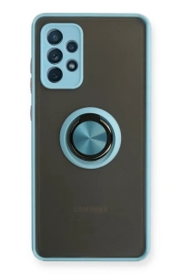 Samsung Galaxy A72 Kılıf Montreal Yüzüklü Silikon Kapak - Buz Mavi