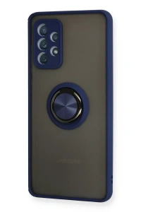 Samsung Galaxy A72 Kılıf Montreal Yüzüklü Silikon Kapak - Lacivert