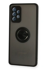 Samsung Galaxy A72 Kılıf Montreal Yüzüklü Silikon Kapak - Siyah