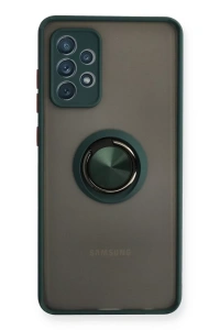 Samsung Galaxy A72 Kılıf Montreal Yüzüklü Silikon Kapak - Yeşil