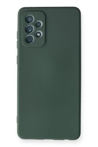Samsung Galaxy A72 Kılıf Nano içi Kadife Silikon - Koyu Yeşil