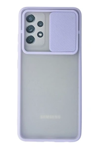 Samsung Galaxy A72 Kılıf Palm Buzlu Kamera Sürgülü Silikon - Lila